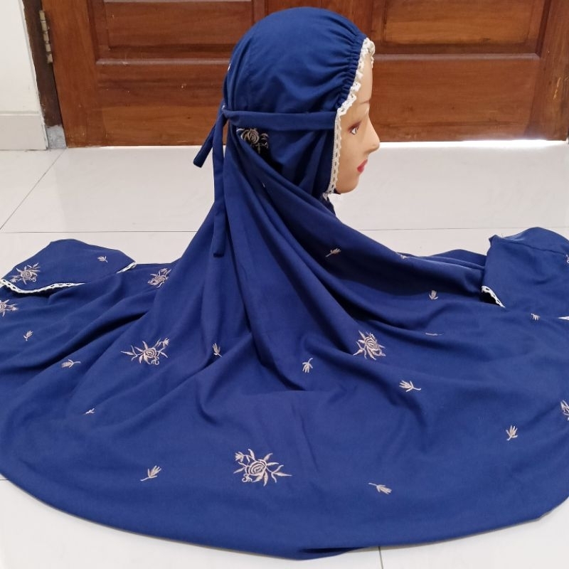 MUKENA MOTIF SERIBU BUNGA MAWAR TERUSAN BORDIR DEWASA KATUN MICRO MUKENAH LAJURAN GROSIR