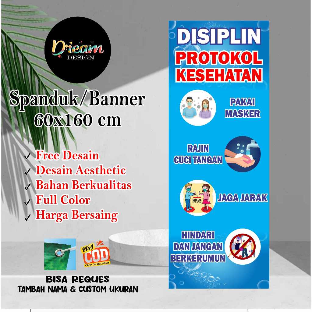 Jual Cetak Spanduk Banner protokol kesehatan 60x160 cm