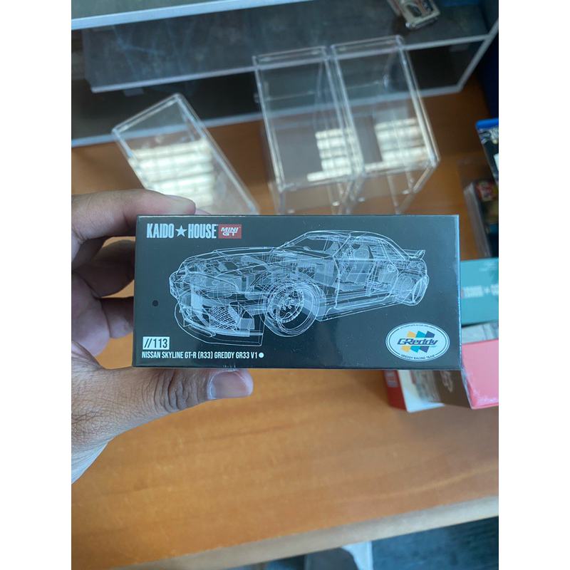 MINI GT KAIDO HOUSE NISSAN SKYLINE R33 GREDDY WHITE