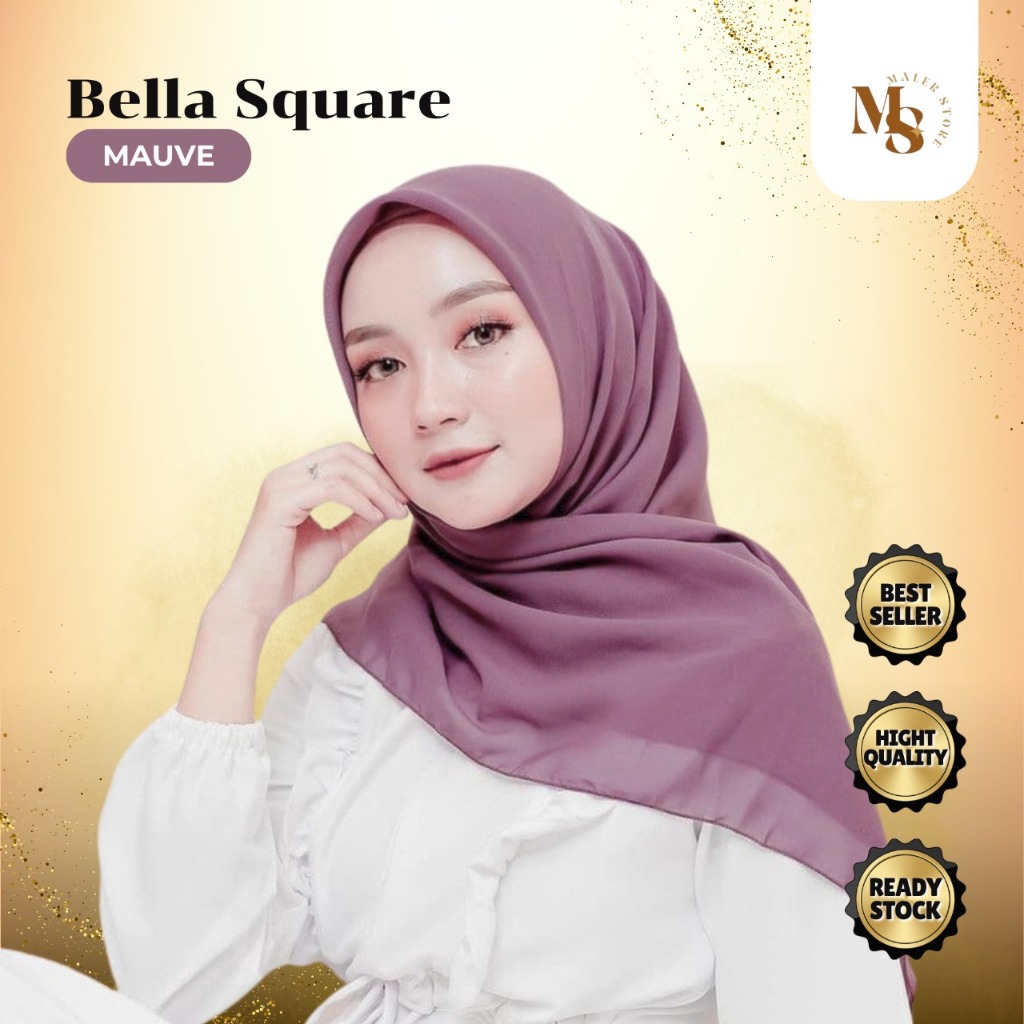 Hijab Segi Empat Polos Bella Square Voal Warna Mauve  | Scarf | Scraf | Jilbab