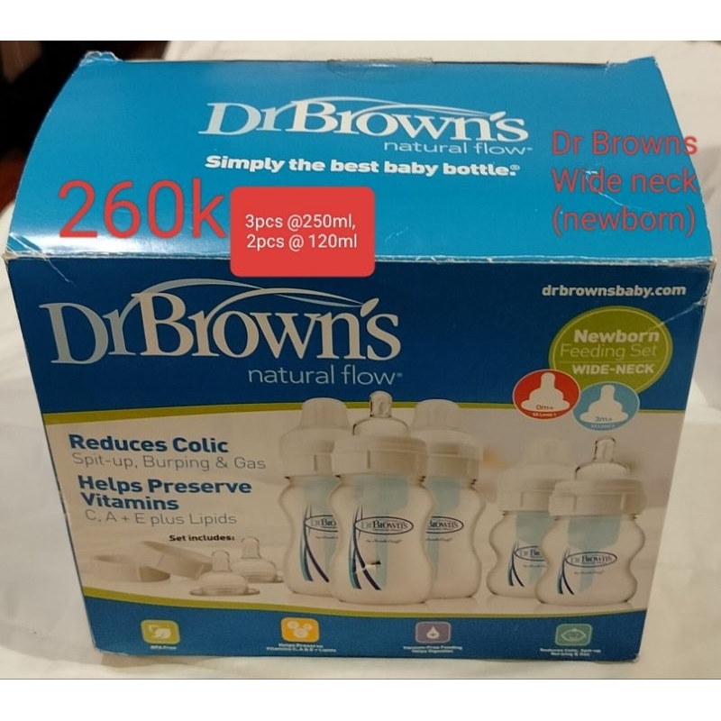 Botol susu bayi wideneck feeding set newborn natural flow Dr. Browns preloved like new
