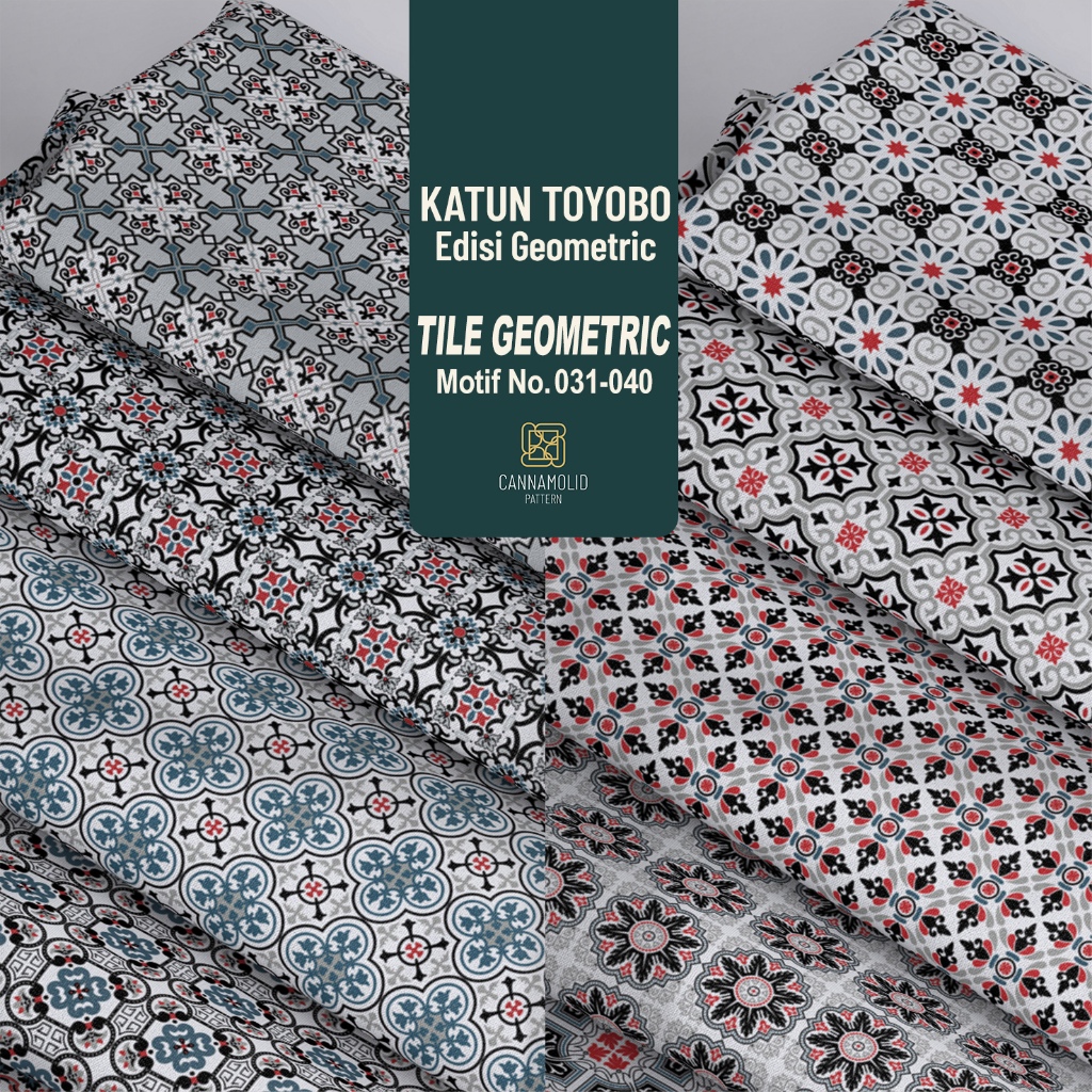 Kain Katun Toyobo Printing Motif BATIK GEOMETRIC | Lebar 145cm | TILE 31-40