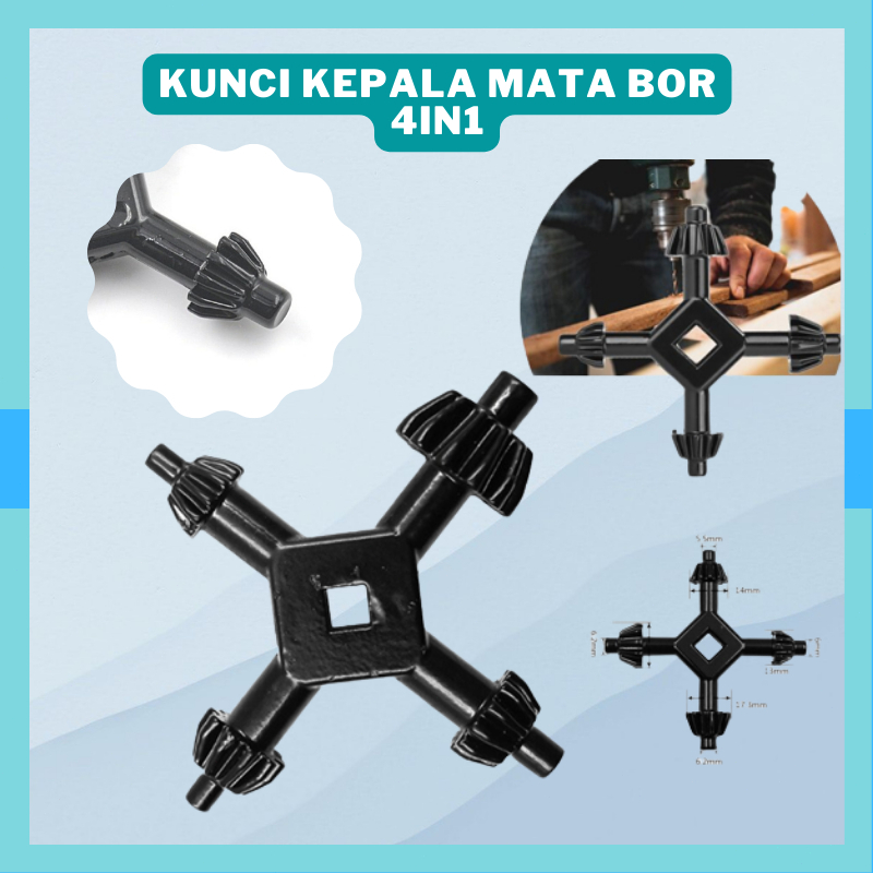 Kunci Kepala Bor 4 Cabang / Drill Chuck Key 4 IN 1 UNIVERSAL
