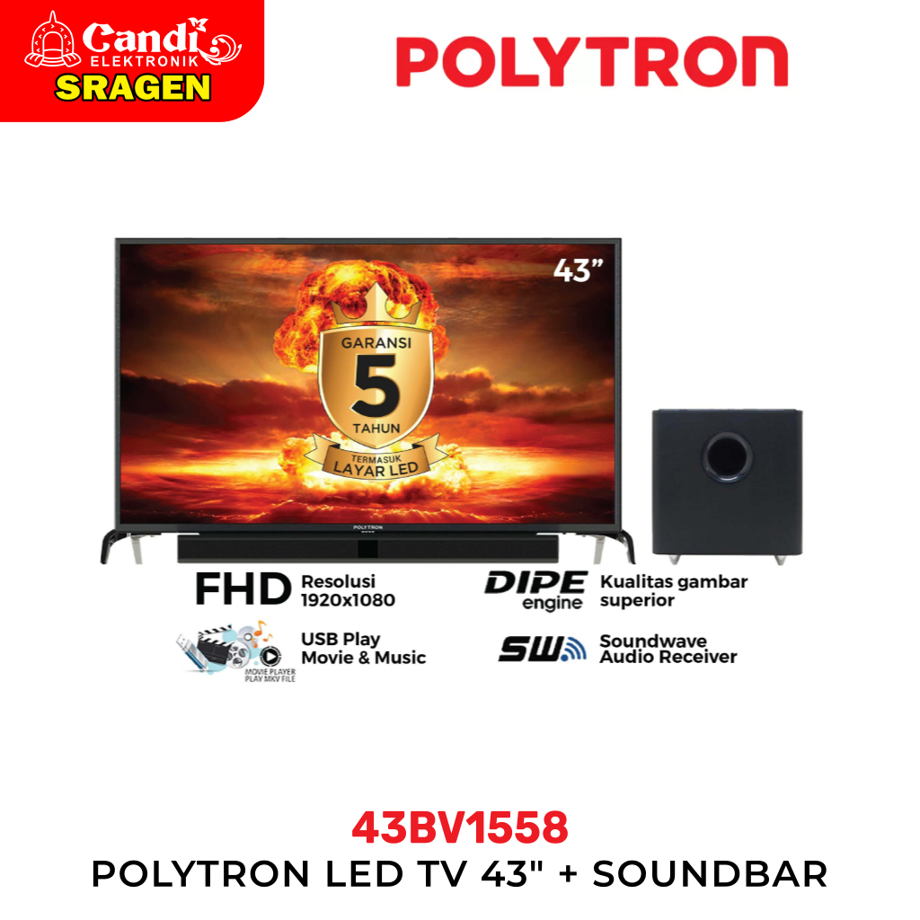 POLYTRON Digital TV Cinemax Soundbar 43 Inch 43BV1558