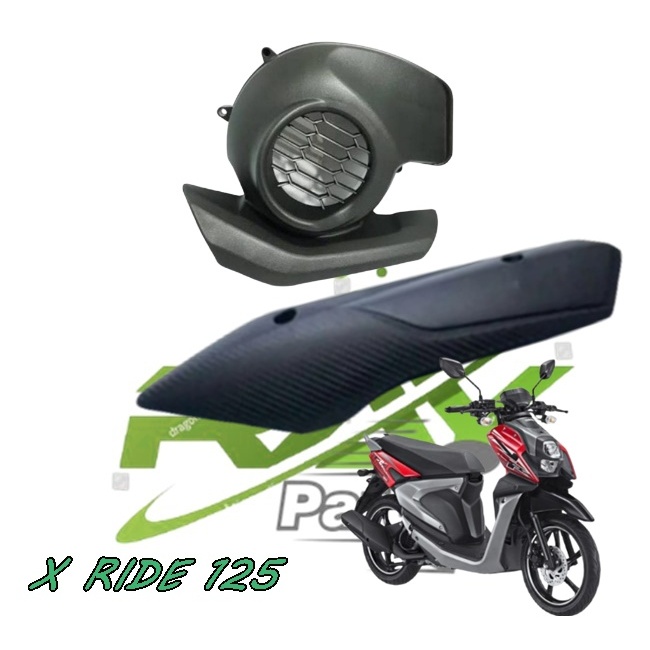 Paket cover tutup knalpot X Ride 125  + Tutup kipas standart hitam X-Ride 125
