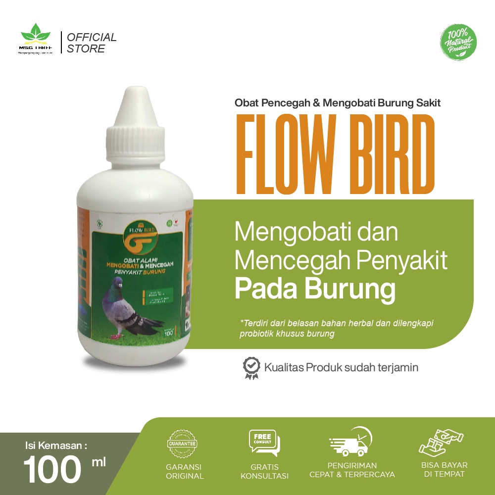 Obat Jamu Herbal Mencegah dan Mengobati penyakit Burung Merpati Perkutut Kicau Hias  Flow Bird 100ml