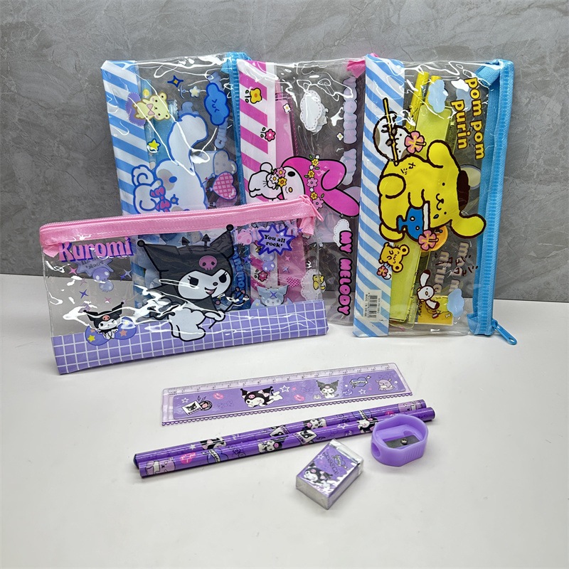 

Paket set alat tulis Stationery 5in1 - Motif Sanrio Kuromi Melody Moroll - Kotak pensil + Pensil + Penghapus + Rautan + Penggaris