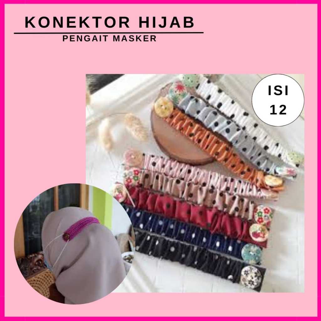 ISI 12 BIJI - KONEKTOR PENGAIT PENYAMBUNG CONNECTOR MASKER HIJAB KAIN KANCING PEREKAT MURAH