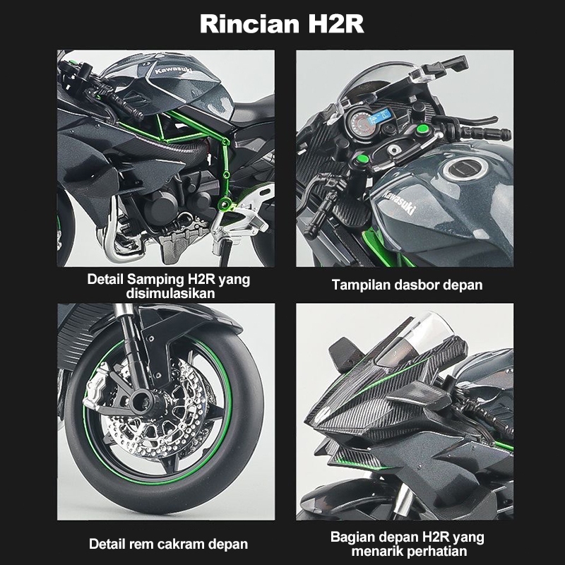 IK3 Diecast Motor Balap GP Kawasaki H2R Skala 1:18 Untuk Mainan Diecast Motor GP Yamaha Miniatur
