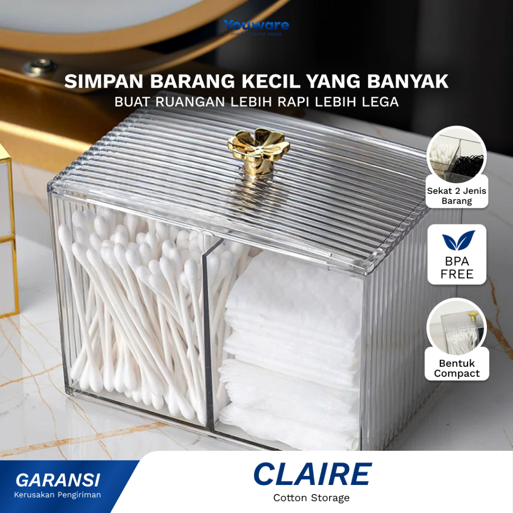 Youware - Claire Tempat Kapas Wajah Cutton Bud Make Up / Organizer Aesthethic