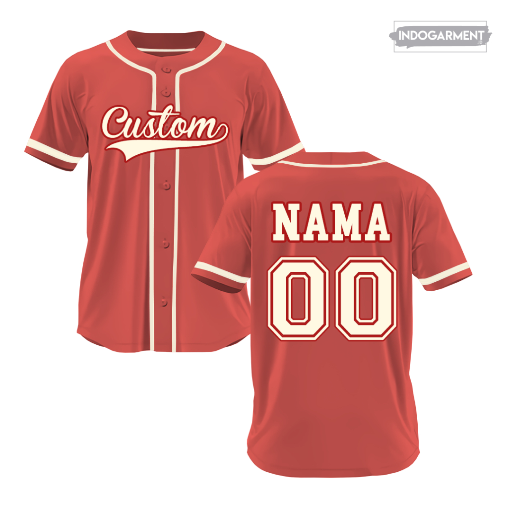 INDOGARMENT Baju Baseball Orange Cream Baju Couple Baju Seragam Olahraga Baju Seragam Keluarga Baju 
