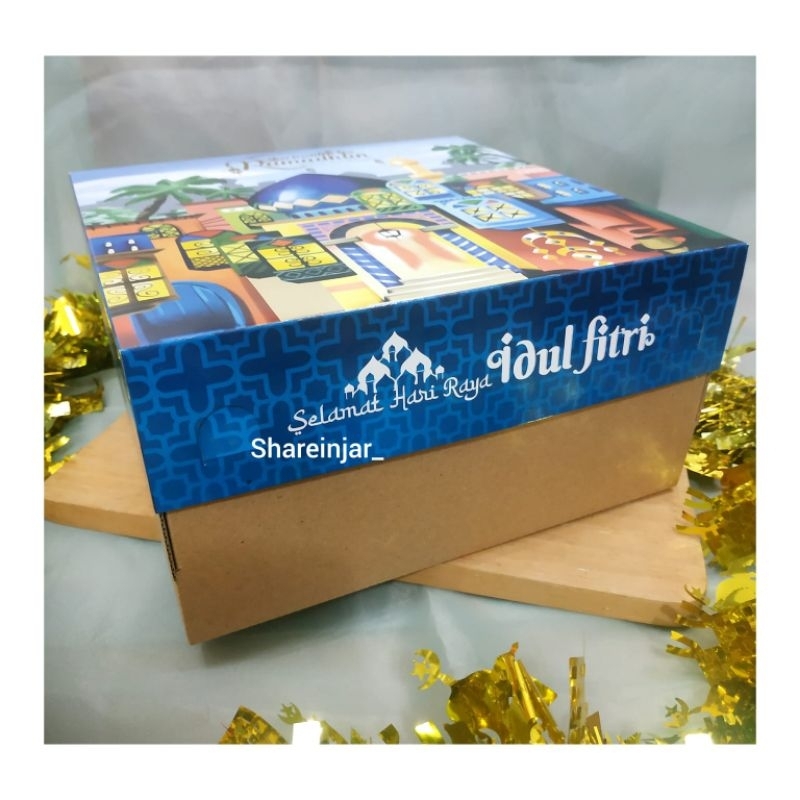 

Box Kotak Packaging Hampers Kue Kado Lebaran Idul Fitri 25x25x13cm - Dus Eid Mubarak #F
