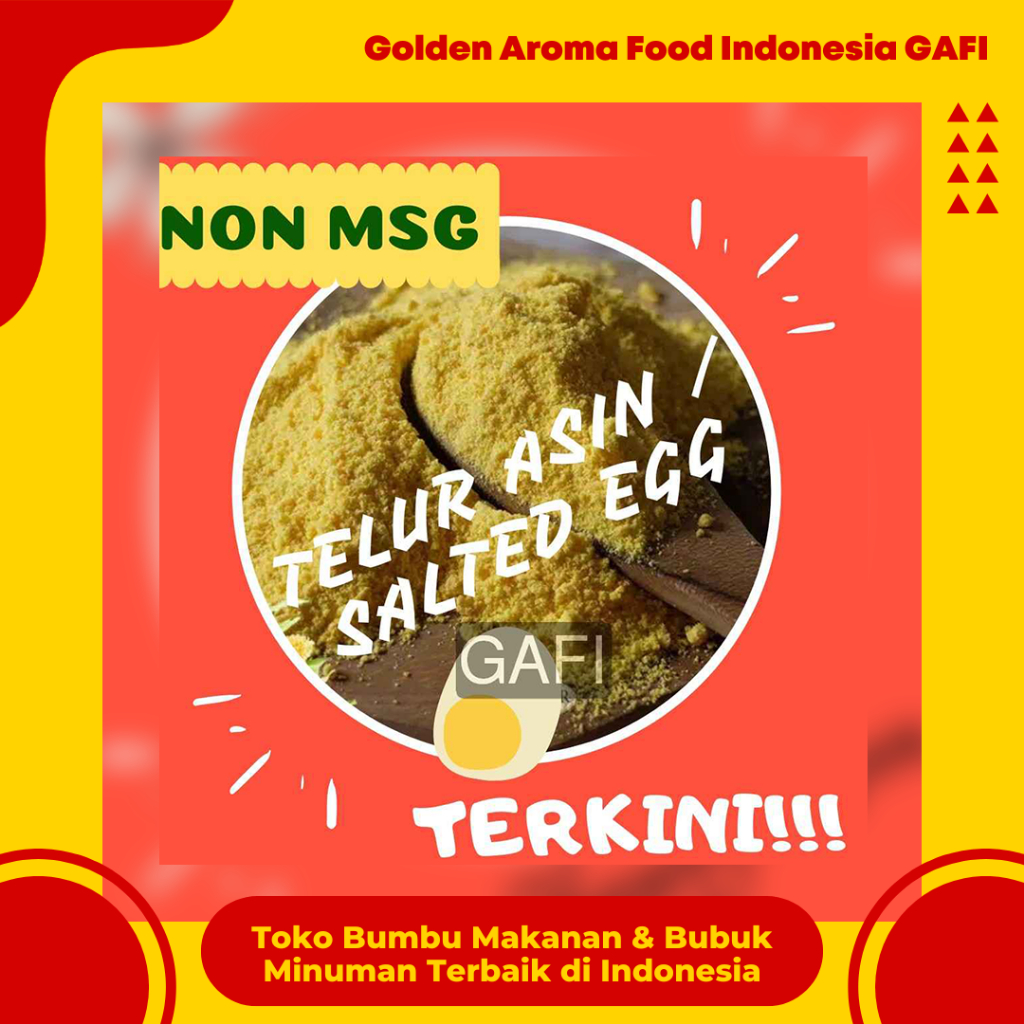 

GAFI Food Bumbu Tabur Rasa Telur Asin NON MSG 1 kg Enak Murah Lezat Halal, Salteg Egg NON MSG Seasoning Powder 1kg