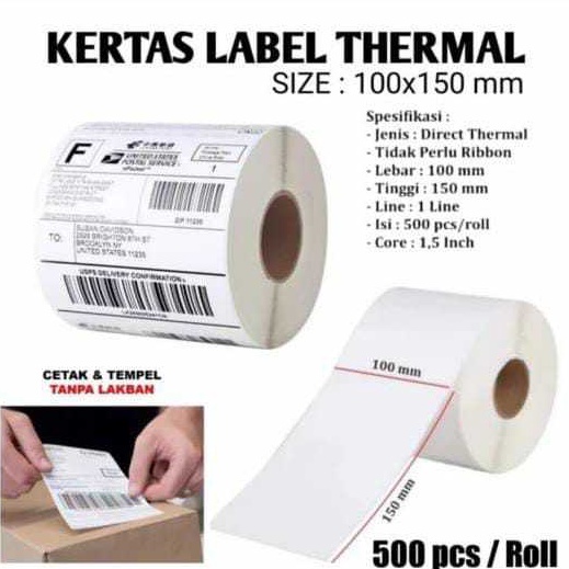 

lTerkini LABEL STICKER THERMAL 1 X 15 BARCODE 1X15 UKURAN A6 I71