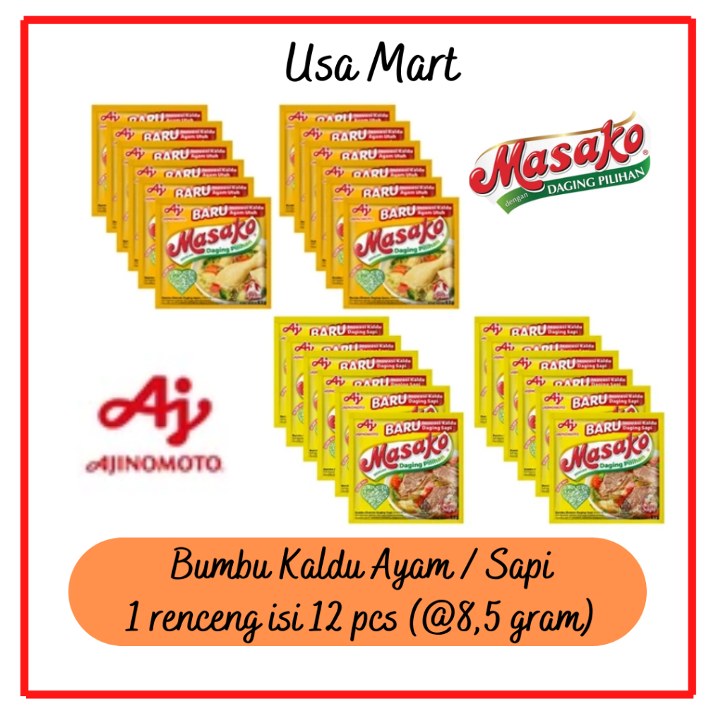 

Masako® Bumbu Kaldu Ayam / Sapi Penyedap Rasa 8.5g (12 pcs)