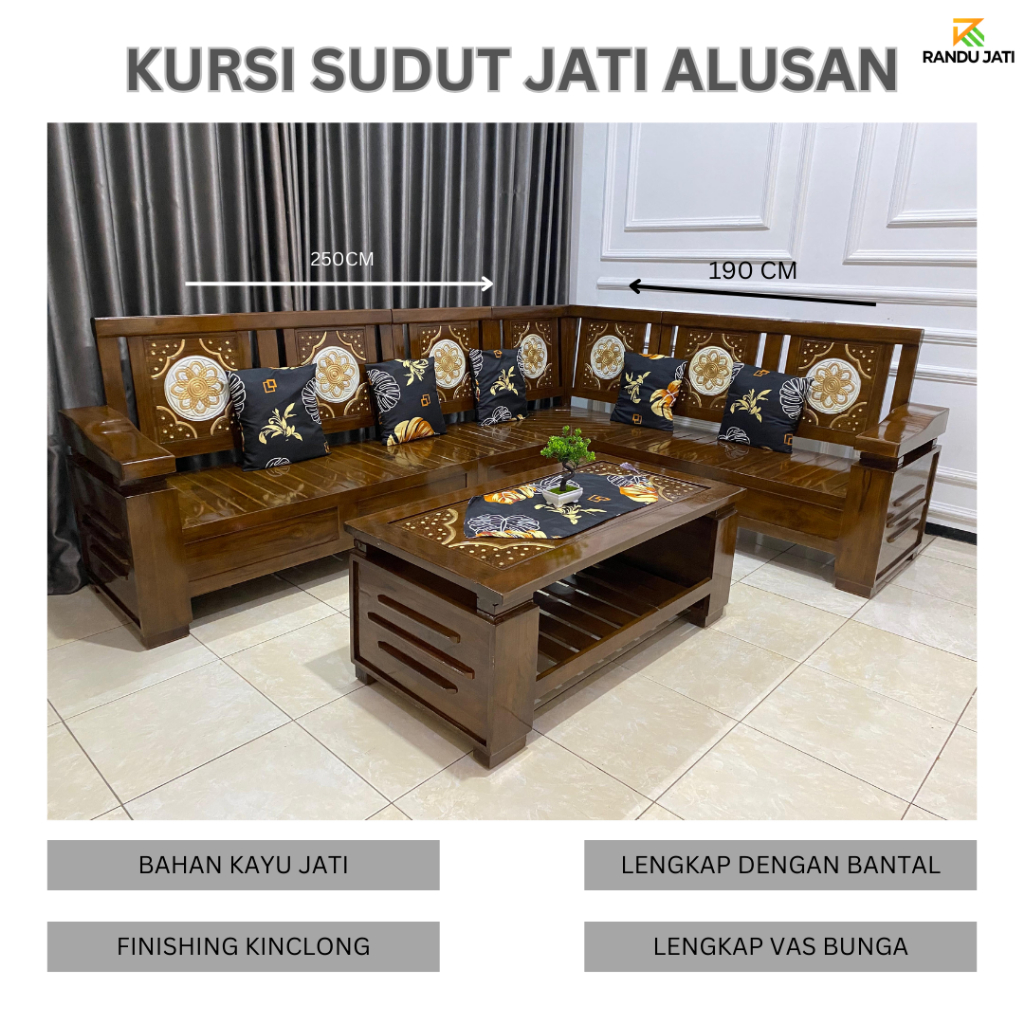 KURSI SUDUT JATI ALUSAN KURSI RUANG TAMU MINIMALIS