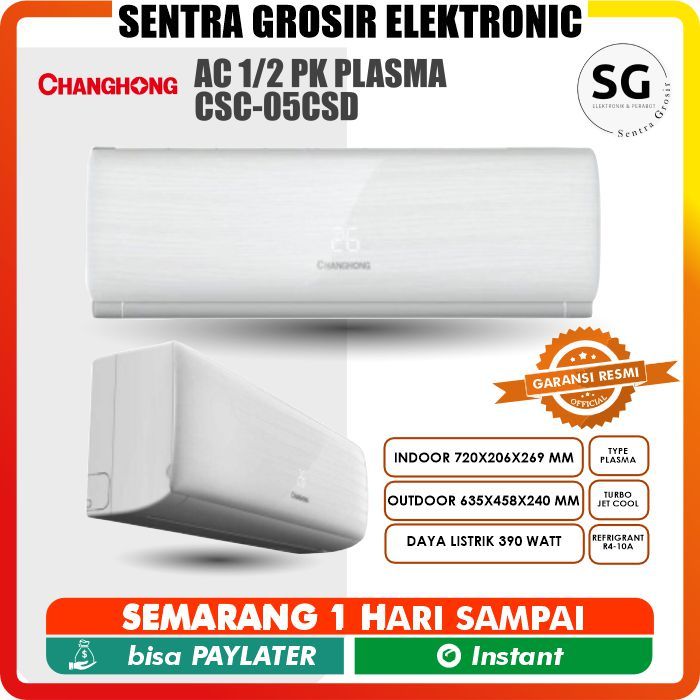 CHANGHONG AC 1/2 PK PLASMA CSC-05CSD GOLD FIN GARANSI RESMI CHANGHONG