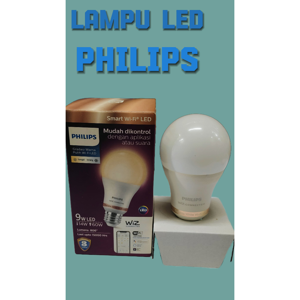 LAMPU PHILIPS SMART WIFI LED 9WATT PUTIH/KUNING+APLIKASI WIZ