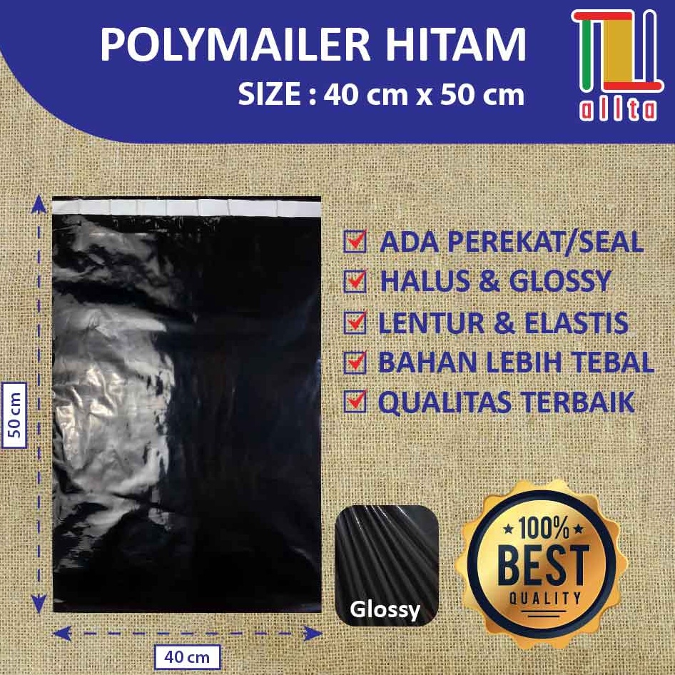 

Seller PLASTIK PACKING OLSHOP PE POLYMAILER kantong kemasan amplop plastik 4x5 HITAM GLOSSY mewah D77