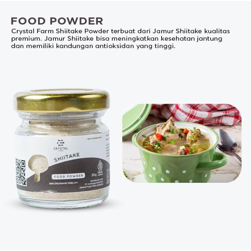 

Crystal of The Sea Shiitake Bubuk Jamur Halal BPOM 20GR Serbuk Tabur Mushroom Food Powder Kaldu MPASI Non MSG 097