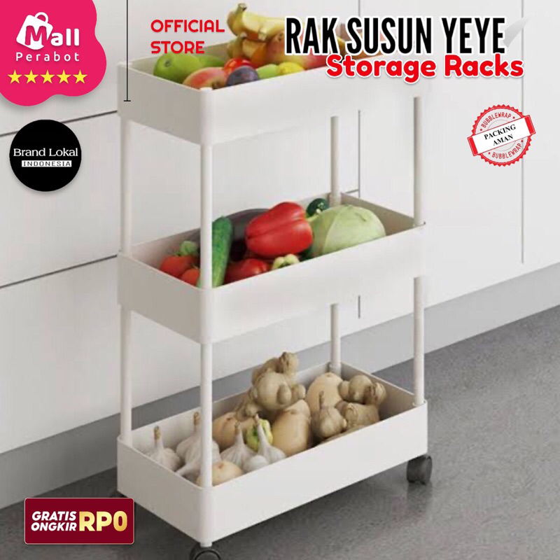 Mall Perabot | Rak Square Serbaguna Non Roda Susun Rak Dapur Susun Rak Skincare Kamar Mandi Tingkat 