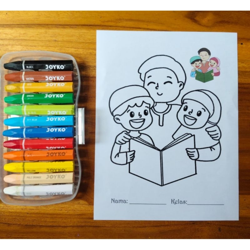 

Lembar Mewarnai Anak TK/SD + Panduan Warna Tema Muslim