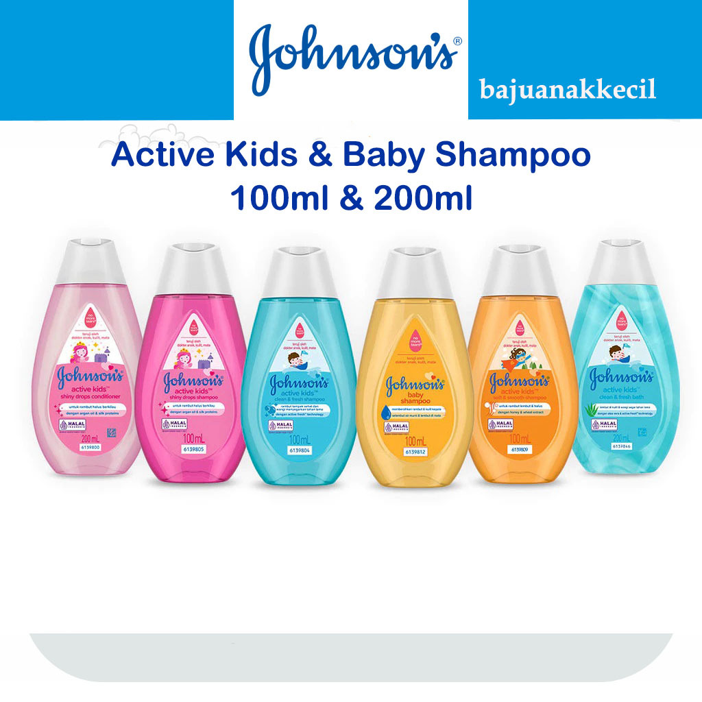 Johnsons Shampoo Active Kids Shiny Drops Soft Pink 100ml 200ml Sampo Bayi Johnson Gold Jhonson Baby