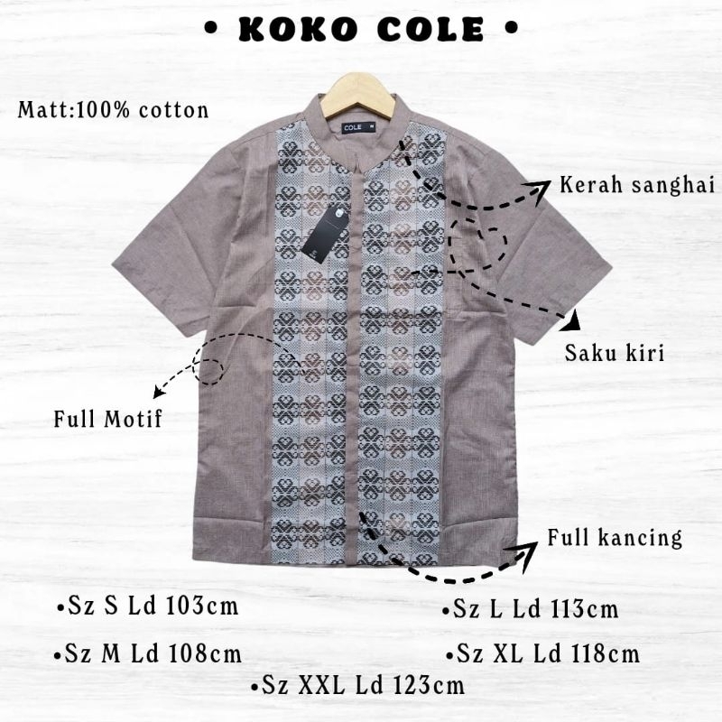 KOKO COLE / BAJU KOKO PRIA / BAJU MUSLIM PRIA / KEMEJA COLE