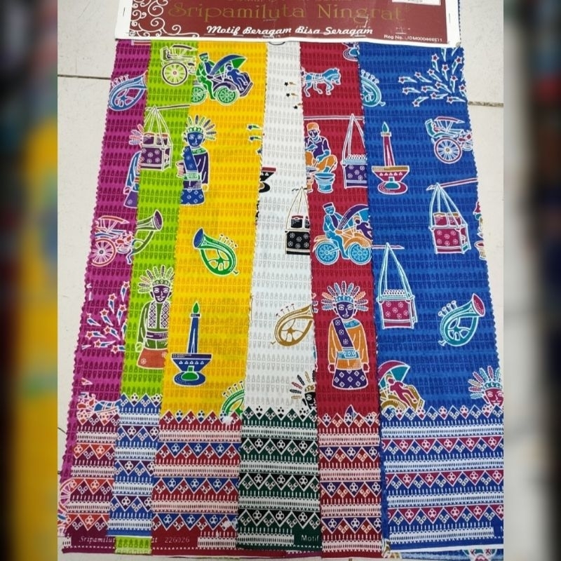 Batik katun halus motif ondel-ondel . kain batik ondel-ondel . bahan batik seragam adat khas betawi