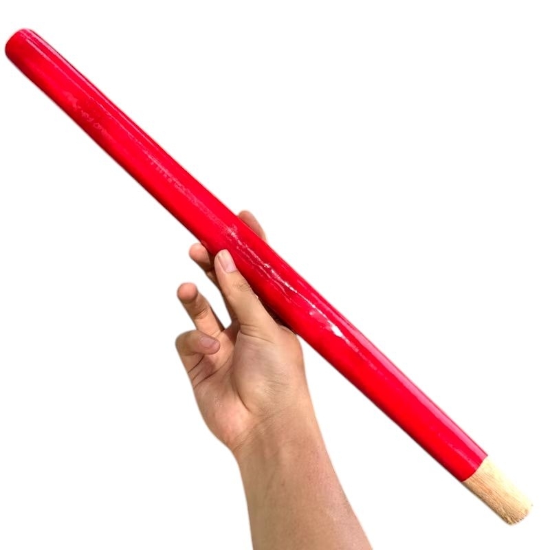 Gagang Kayu Mahoni Bundar Multifungsi Panjang 50 CM Berlapis Plastik Merah