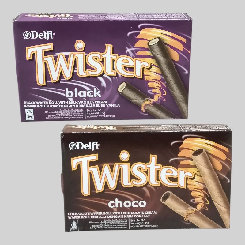 

Delfi TWISTER STICK Black & Coklat Wafer Roll 35 gr