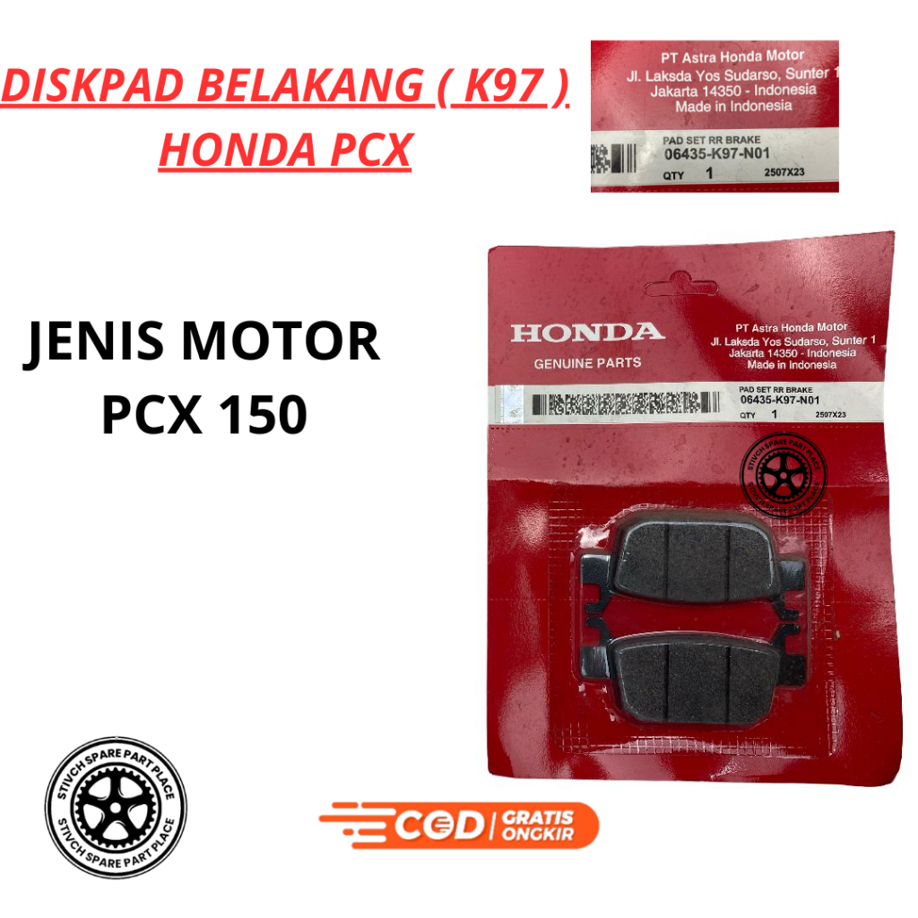 DISKPAD DISPAD KAMPAS REM BELAKANG HONDA PCX 150 / KAMPAS REM BELAKANG PCX 150 K97