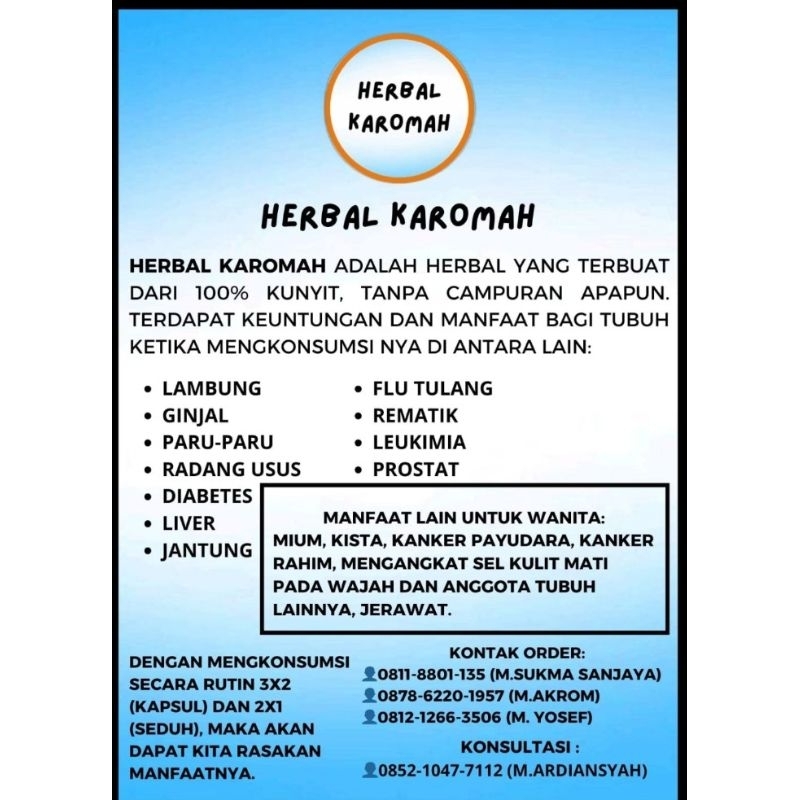 

Herbal Karomah 100% Kunyit Asli