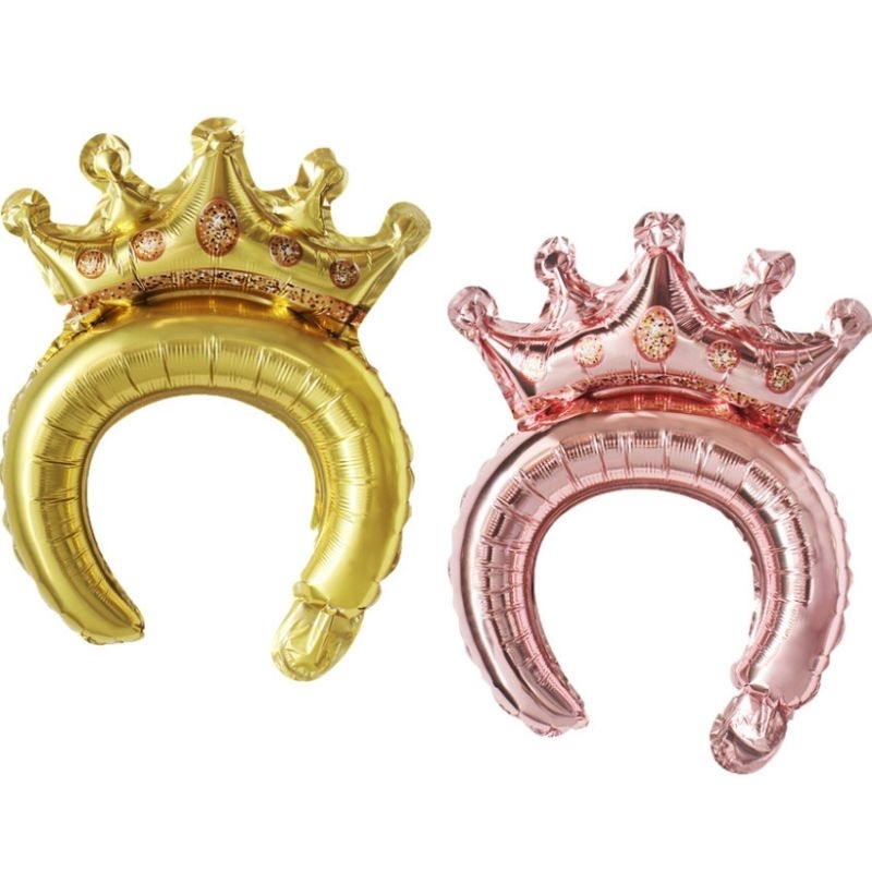 BALON BANDO CROWN balloon bandana mahkota anak ulang tahun gold rosegold  raja ratu emas pink hiasan