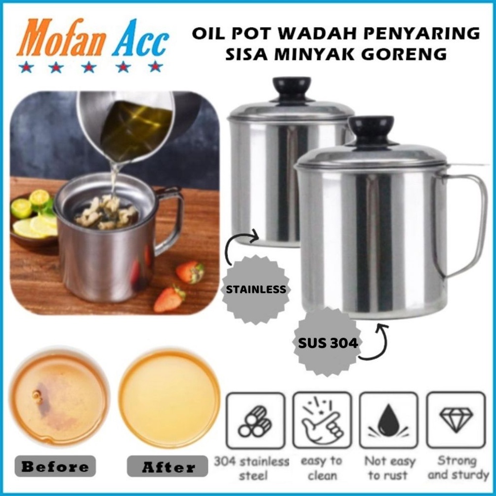 Promo Max Wadah Saringan Minyak 13 Liter Stainless Steel Kecil  Besar  Oil Pot Filter Anti Karat  Ge