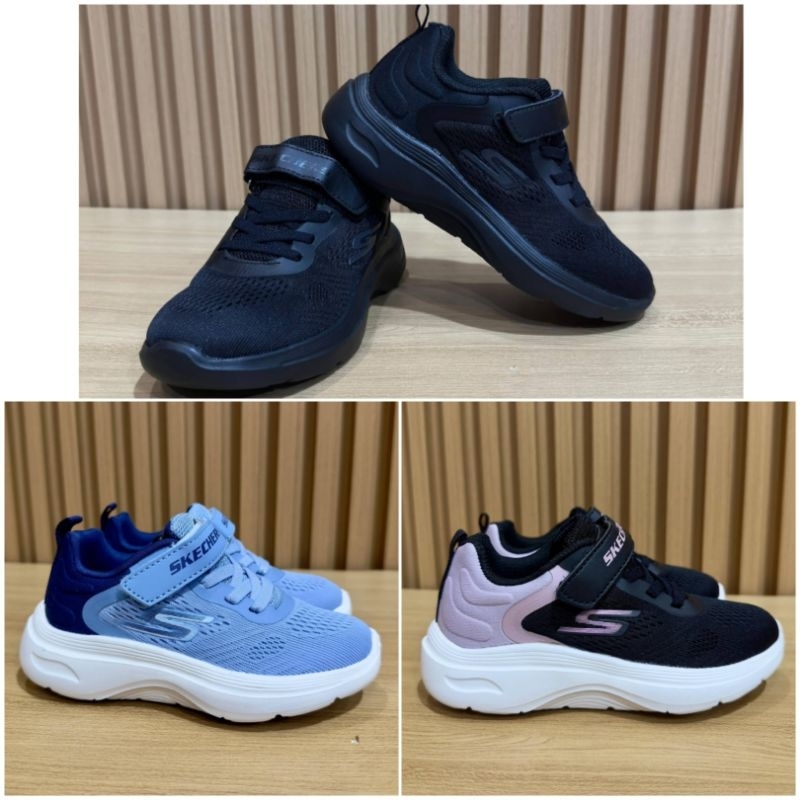 Sepatu Anak Sekolah Laki Laki Perempuan Skechers Premium BNIB Kids Warna Hitam Biru Pink
