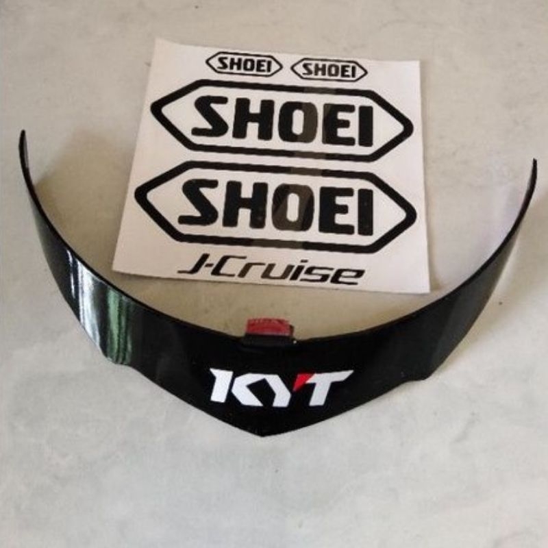 spoiler helm kyt kyoto, hitam glosy + stiker shoei print cut