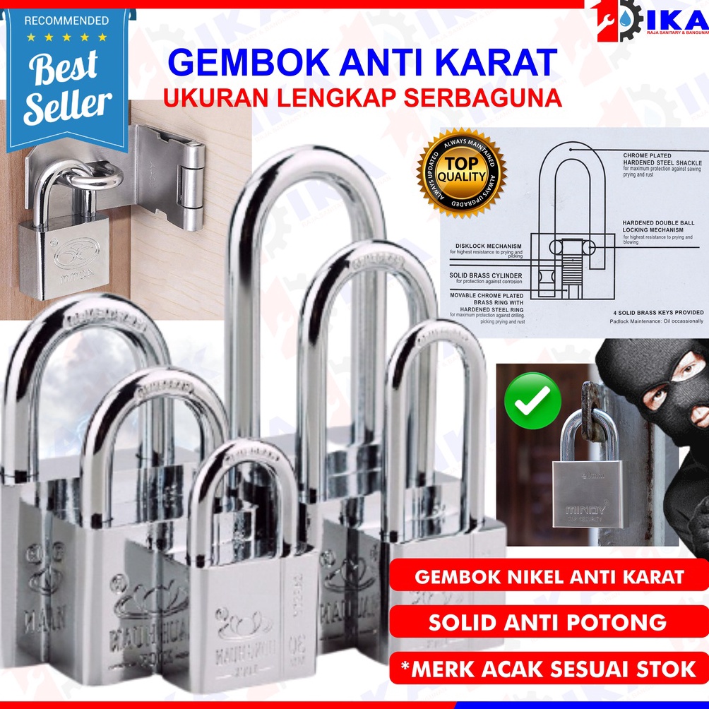 Potongan spesial Gembok Stanless Anti KaratAnti MalingGembok Anti RustGembok Anti Cut Gembok Rumah P