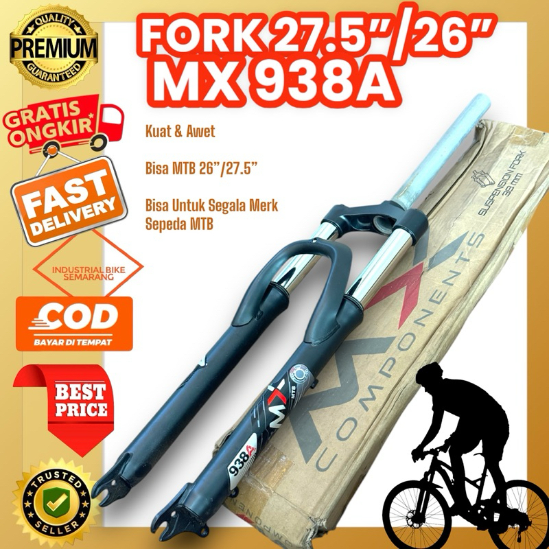 (( FORK MX 938A )) Fork Garpu Sepeda MTB Suspensi Depan Sepeda Gunung 26 / 27.5 inch Shockbreaker