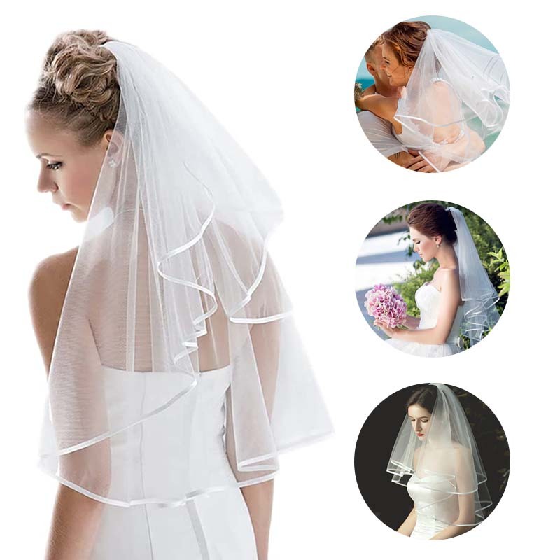 [COD]  Jilbab Pengantin Akad/Pernikahan Veil Pengantin Premium Veil Polos Slayer Pengantin Hijab  Ve