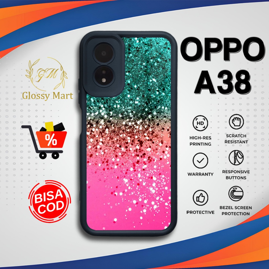 GlossyMart88 Case Oppo A38 Terbaru [Gliter] Casing Oppo A38 Hardcase Softcase Premium Glossy