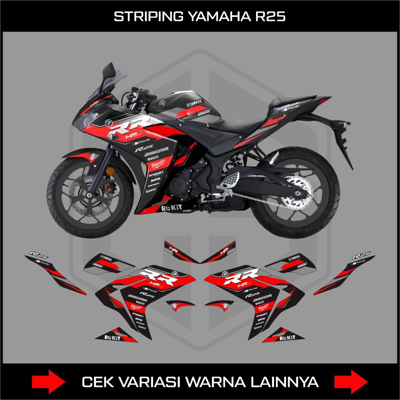 Decal Striping Yamaha Yzf R25 Stiker Variasi Motif Grafis Bmw Hp4 RR