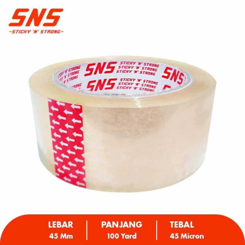 

LAKBAN Bening / Coklat 100 Yard x 45 mm SNS (Sticky N Strong) Ekonomis