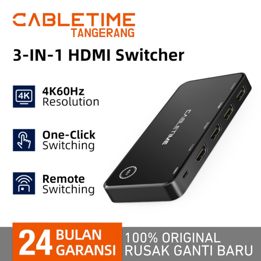 HDMI Switcher CABLETIME 3 In 1 Out 4K Premium Series