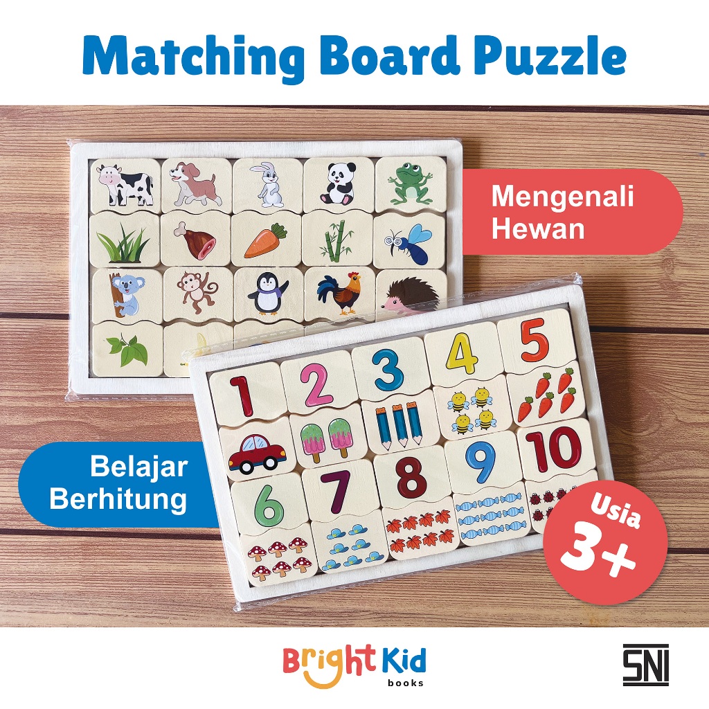 Matching Board Puzzle / Mainan Edukasi / Mini Puzzle / Mainan Kognitif anak / Puzzle kayu