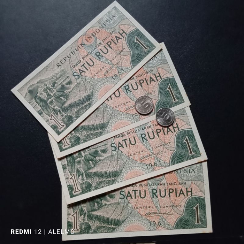 uang koin+kertas kuno 24 rupiah gres asli