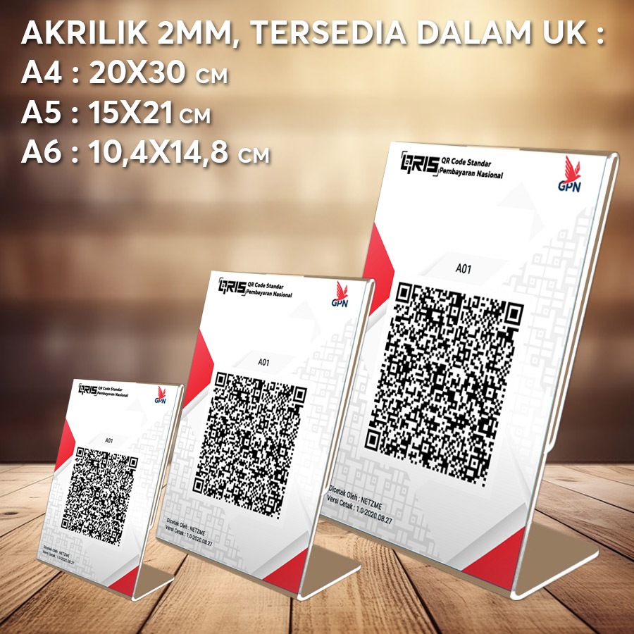 

AKRILIK 2MM TABLE SIGN + SELIPAN ISI KODE QR STIKER VINYL