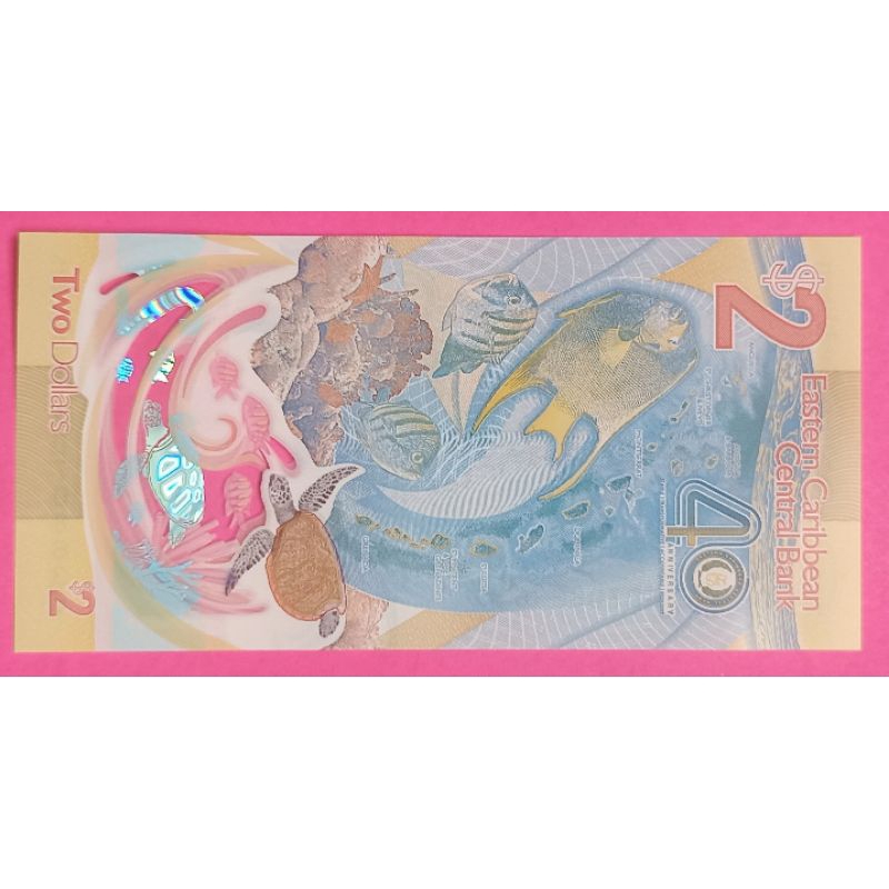 uang polymer Eastern Carribean  2 dollars