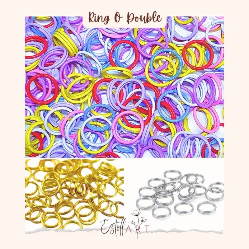 Ring O Double 8 mm / Split Jump Ring / Penyambung Dua Lapis Mix Color Silver Gold