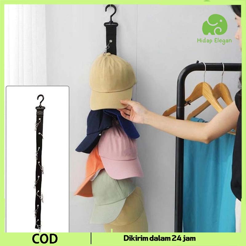 Rak Topi Tempel Dinding  Display Topi 8 Kait  Rak Topi Gantung Tas Baju Tempel Dinding